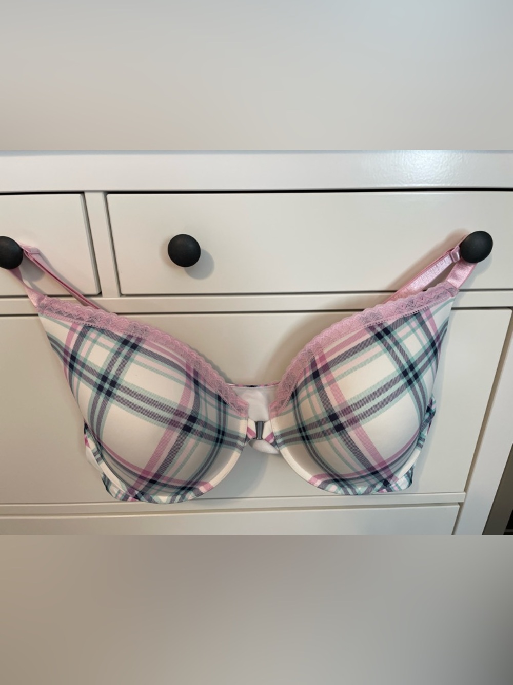 Penningtons Pink, Teal and White Plaid Molded Bra